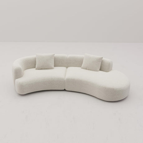 Acanva Modern Curved Sectional Living Room Couch, Minimalist Comfy Boucle Fabric Modular Sofa for Apartment, Home Office, 114" W Right Hand Facing, White Acanva