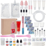 WEBEEDY DIY Lip Gloss Making Kit Make Your Own Lip Gloss Set for Women Beginners,42 Pcs DIY Lipgloss Set with Moisturizing Lipgloss Base,Tubes,Pigment & More for Birthday Fun Gift WEBEEDY