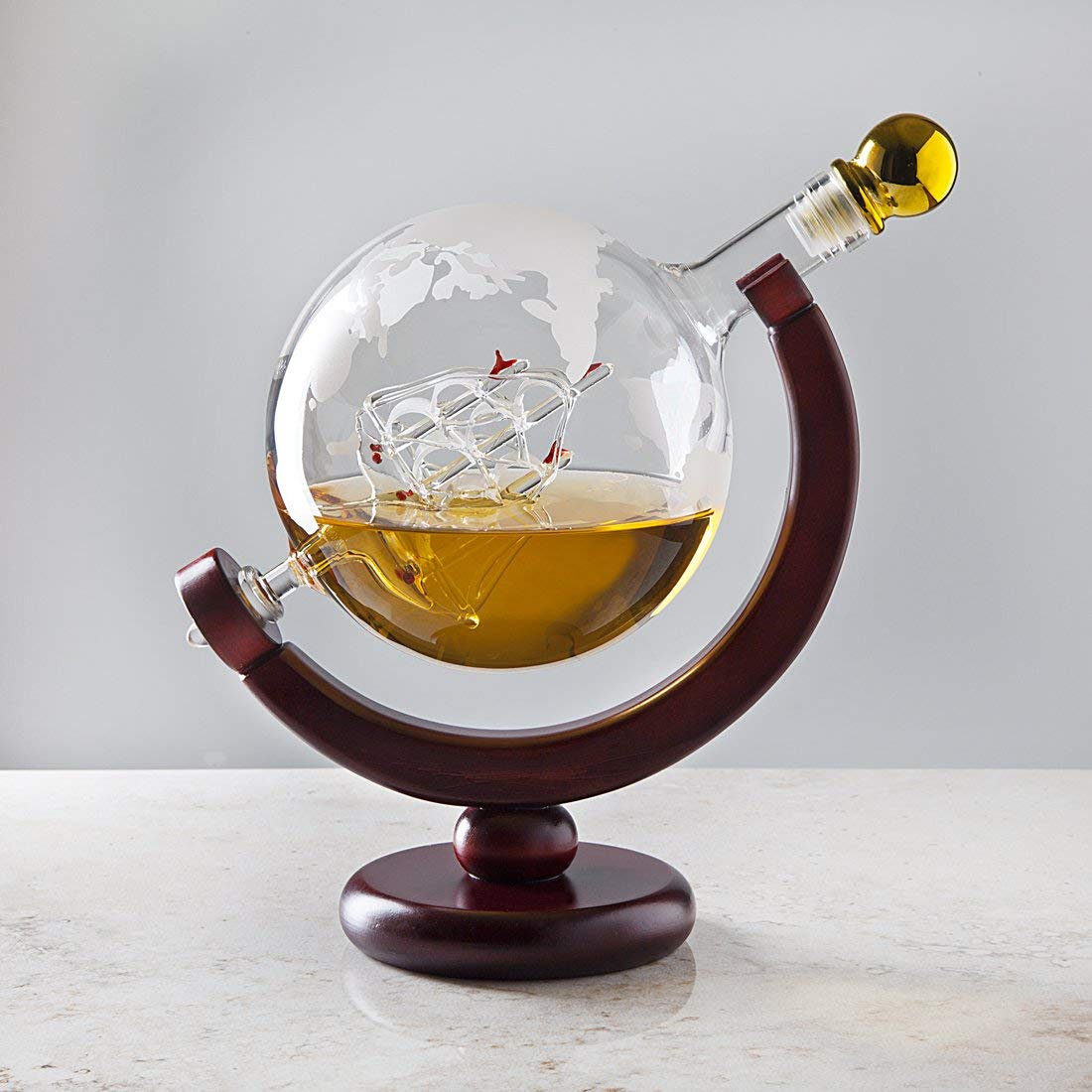 Godinger Whiskey Decanter Globe - for Liquor, Scotch, Bourbon, Vodka or Wine, Gifts for Men Dad - 850ml Godinger
