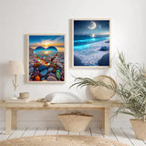 HSENJT 5D Diamond Painting Kits Beach Love for Adults Beginners,Sea Stone DIY Diamond Art,Love Heart Stone Paint with Round Diamonds for Home Wall Decor Gift(30x40cm/11.8X15.7Inch) HSENJT