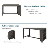 Quarte Farmhouse Dining Room Table Set, 5 Pieces Counter Height Wooden Bar Table Set with 3-Tier Storage, 2 Stools and 2 Chairs,Compact Pub Table Set for Small Kitchen Room (Gray/Rustic+2) Quarte