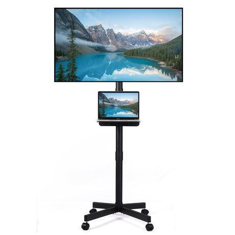 Tall Rolling TV Stand for 23-60 Inch TVs, Mobile TV Stand with Shelf and Wheels for Living Room Bedroom Office Outdoor, Portable Metal TV Cart with Adjustable Height, Heavy Duty Nahenduo