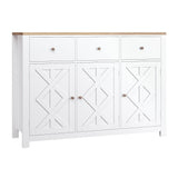 finetones Buffet Cabinet with Storage, 47.3” Farmhouse Sideboard Buffet Cabinet, White Kitchen Cabinet Display Cabinet with 3 Drawers and 3 Doors, Wood Coffee Bar Cabinet for Kitchen Dining Room finetones