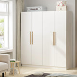AIEGLE Wardrobe Armoire Closet with 4 Door, Large Freestanding Armoire Wardrobe Cabinet with Shelves & 3 Hanging Rods, Bedroom Wood Clothes Storage Cabinet Organizer, White 63" W AIEGLE