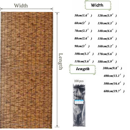 Natural Reed Fencing Rolls, Reed Screen for Garden, Privacy Fence,Bamboo Reed Roll-Up Blind Shades,2 3 4 5 Feet High,Hand-Woven,Sun Shade,Waterproof (Size : 61x1005CM(2x33ft))