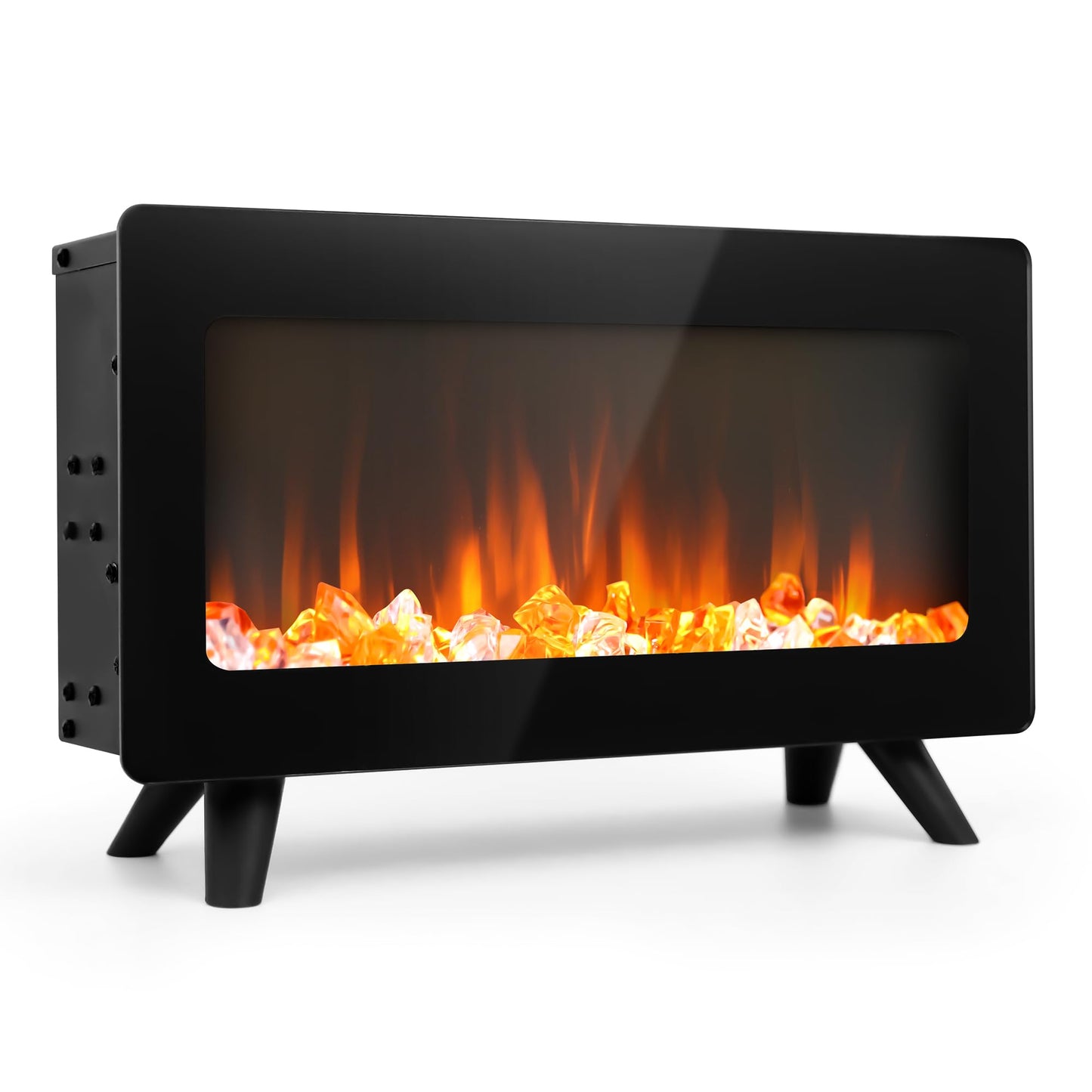 16" Freestanding Electric Fireplace Heater - Fire Places Electric Fireplace Stove with Realistic LED 3D Flames, Infrared Heater Indoor, Small Space Heater, 750 | 1500W, Overheating Protection