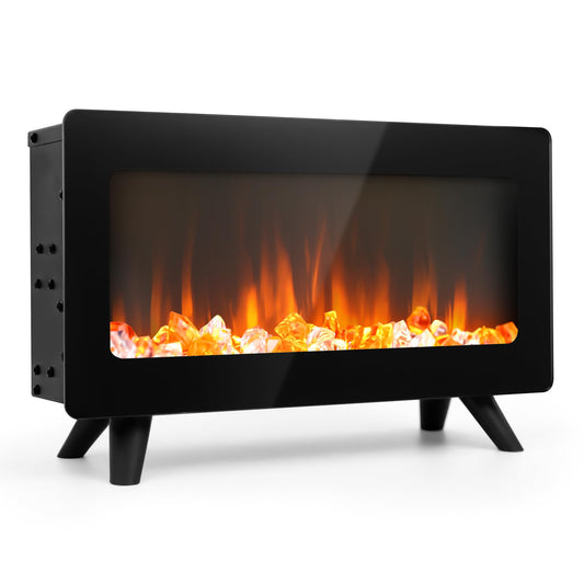 16" Freestanding Electric Fireplace Heater - Fire Places Electric Fireplace Stove with Realistic LED 3D Flames, Infrared Heater Indoor, Small Space Heater, 750 | 1500W, Overheating Protection