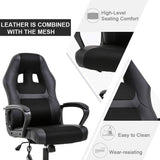 BestOffice PC Gaming Chair Massage Office Chair Ergonomic Desk Chair Adjustable PU Leather Racing Chair with Lumbar Support Headrest Armrest Task Rolling Swivel Computer Chair for Women Adults(Black) BestOffice