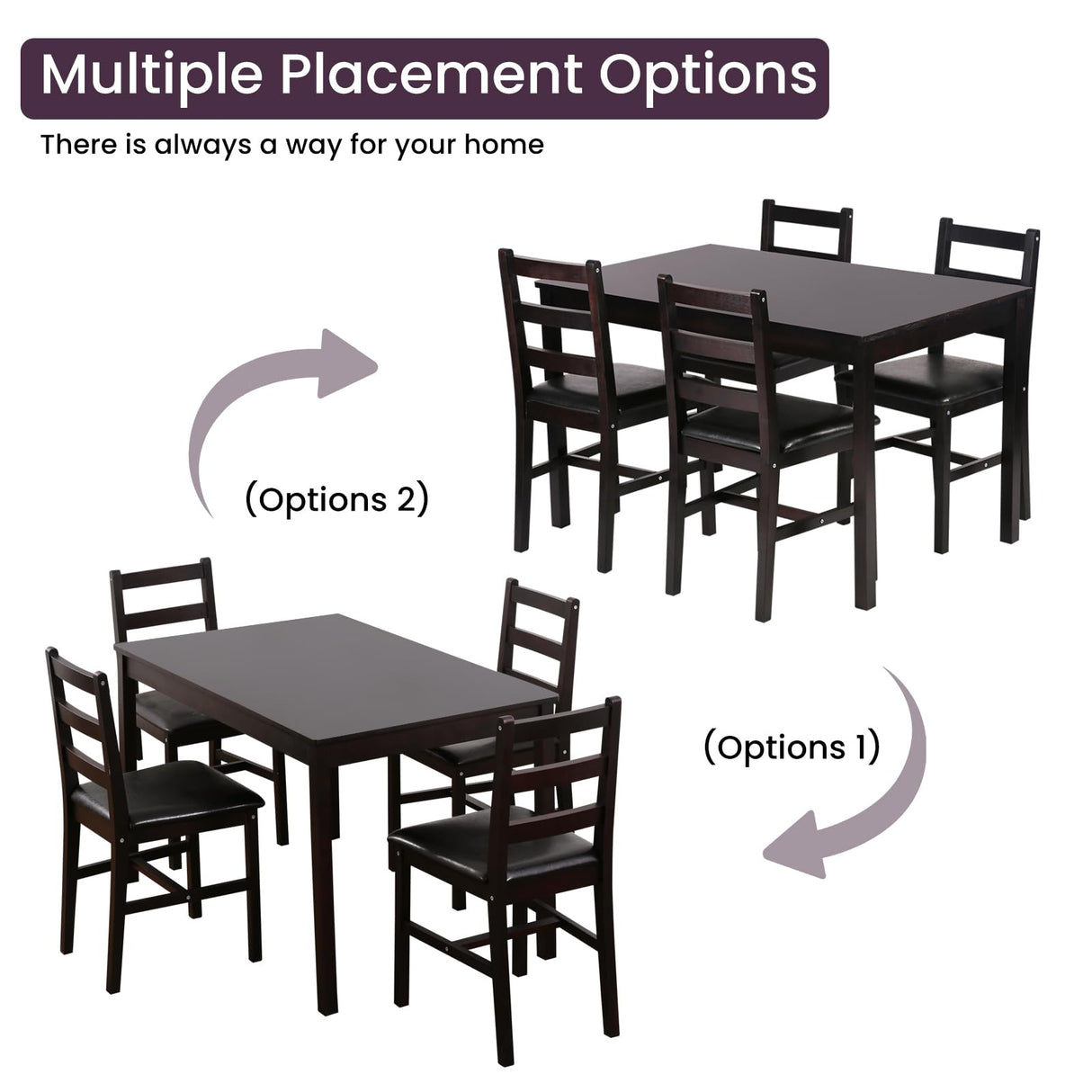 Kitchen Table Set 5 Piece Dining Table Set Sturdy Wooden Square Table and Chair Breakfast Table Set for 4 Person, Small Dining Room Table Set for Restaurant Home Kitchen Living Room, Brown Pazidom
