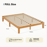 UOCFYK 12 Inch Solid Wood Platform Bed, Full Size Bed Frame with Wood Slat Support, No Box Spring Needed, Easy Assembly, Natural Pine UOCFYK