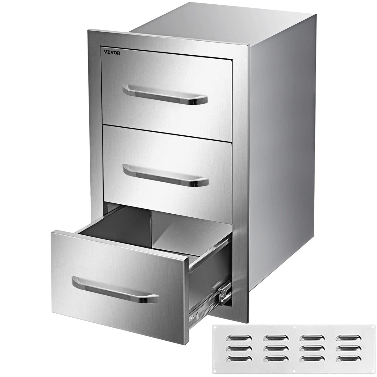 VEVOR Outdoor Kitchen Cabinets 16 W x 28.5 H x 20.5" D, BBQ Drawers Stainless Steel, Outdoor Kitchen Access Drawers with Handle, BBQ Island Drawers Flush Mount Triple Access, Patio Grill Station VEVOR