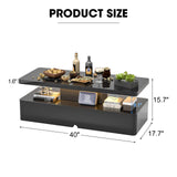 Breezestival 40'' Modern LED Coffee Table with 16 Colors Lights, Double-Layer Design for Living Room, Black Breezestival