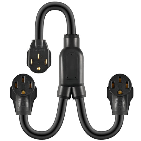 iFwevs 3FT 14-50P 4 Prong Splitter，14-50R Female Receptacle，6/3, 8/1 STW AWG Flexible Cable/14-50 Y Split Plug 50AMP RV Extension Cord Adapter iFwevs