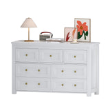 BORNOON 7-Drawer Dresser for Bedroom, Chest of Drawers with Ample Storage, Modern Farmhouse-Style Wooden Dresser for Bedroom, Hallway, Entryway, Closet (White) BORNOON