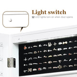 Giantex LED Jewelry Cabinet Wall Mounted Door Hanging, Lockable Jewelry Armoire with 47.2'' Full Length Mirror, Foldable Makeup Tray, Lipstick Brush Holders, Jewelry Storage Organizer (White) Giantex