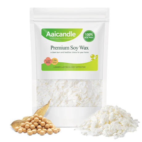 2LB Soy Wax Flakes, Natural Soy for Candle Making, Premium Candles Wax for Handmade Candles Making Supplies No additives Supplies for Container, Cup, Scented, DIY (890G / 32 OZ) Aaicandle