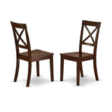 East West Furniture Boston Dining Cross Back Wood Seat Kitchen Chairs, Set of 2, Mahogany East West Furniture