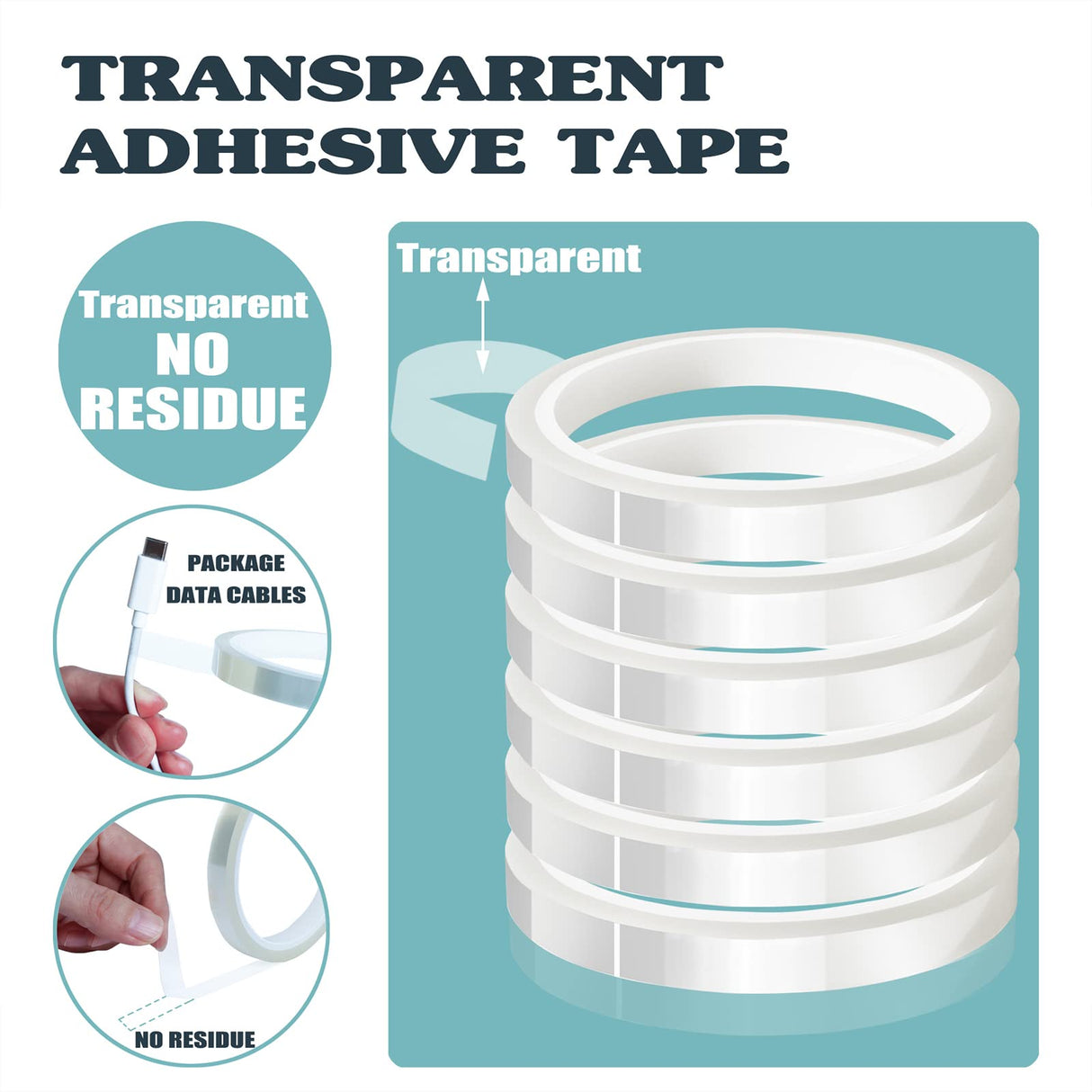 MEBMIK 6 Rolls 10mm x33m(108ft) Clear Heat Tape,Transparent High Temperature Heat Resistant Tape,Heat Transfer Tape for Heat Press and Sublimation,Heat Transfer Vinyl,No Residue MEBMIK