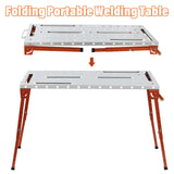 Portable Welding Table,Folding Steel Welding Workbench Table on Wheels,46 X 18in Tabletop,1000lbs Load Capacity,Adjustable Height ERAAND
