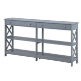 Convenience Concepts Oxford 2-Drawer Console Table with Shelves, 60", Gray Convenience Concepts