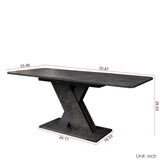 Mcltopz 70.87" Extendable Dining Tables for 4 to 8, Mid Century Modern Wooden Expandable Dining Table w/X-Shaped Base, Multifunctional Extendable Large Long Kitchen Dinner Table for Dining Room Black Mcltopz