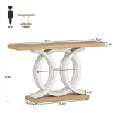 Tribesigns 55 in Console Table with Geometric Base, Modern Hallway Table, Wooden Entryway Table, Foyer Sofa Table, Unique Long Accent Table for Decoration and Organization (White) Brand Tribesigns
