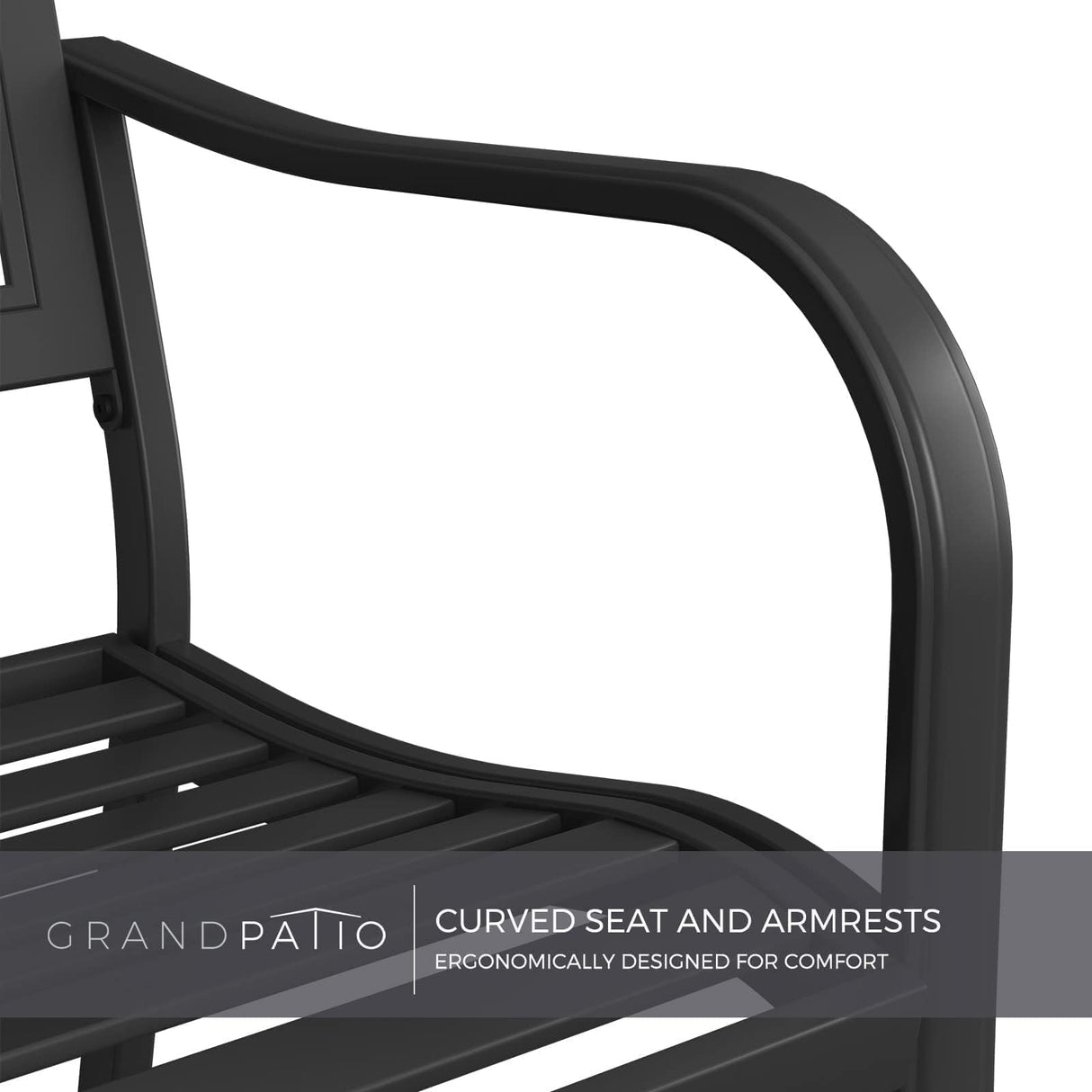 Grand patio 50" Outdoor Bench, Garden Benches with Anti-Rust Metal Powder Coated Frame, Patio Bench for Front Porch Park Outside Furniture Decor, Black Grand patio