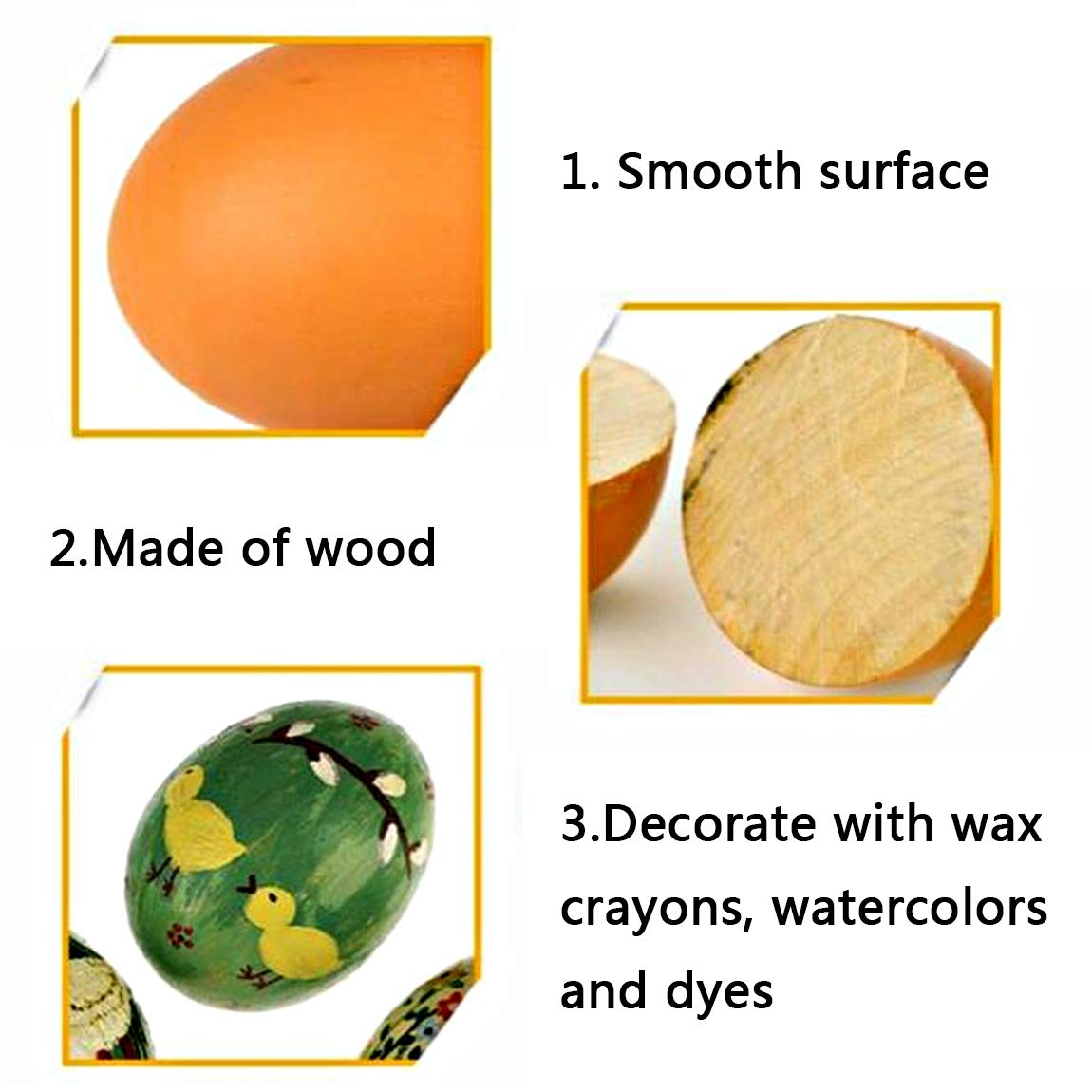 YunKo 6Pcs Easter Eggs Wooden Brown Fake Nest Eggs for Craft Decorate Get hens to Lay Eggs Chicken Coop Accessories YunKo