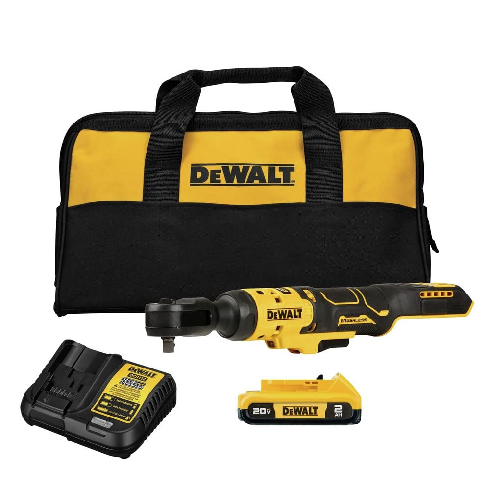 DEWALT 20V MAX Ratchet Set, 3/8 inch, 70 lbs of Torque, Battery and Storage Bag Included (DCF513D1) - WoodArtSupply