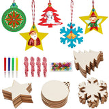 OurWarm 40PCS Wooden Christmas Ornaments Unfinished Wood Slices with Holes, Christmas Crafts DIY Centerpieces Wooden Ornaments to Paint Hanging Decorations Perfect Christmas Gifts for Kids, 4 Styles OurWarm