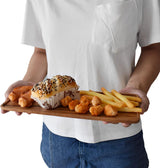 13.8 Inch Solid Wood Serving Platters and Trays of Natural Acacia Wood with Edge,Rectangular Avoid Sliding and Spilling Food Clarmonde