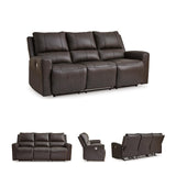 Signature Design by Ashley Boxmere Modern Leather Match Power Reclining Sofa with USB Ports, Dark Brown Signature Design by Ashley