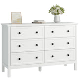 CARPETNAL White Dresser for Bedroom, 6 Drawer Dresser with Wide Drawer and Metal Handles, Wood Dressers & Chests of Drawers for Hallway, Entryway. CARPETNAL