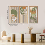IARTTOP Large Abstract Geometric Wood Wall Art Framed Boho Wall Art Set Of 3 Mid Century Modern Wall Art Neutral Wall Decor For Bedroom Living Room Office-16 x32 IARTTOP