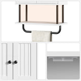 HOOBRO Bathroom Wall Cabinet, Modern Medicine Cabinet with Open and Adjustable Shelf, Over The Toilet Storage Cabinet with Towel Bar, Wall Mounted Organizer for Bathroom, Kitchen, White and Black HOOBRO