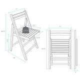 Casual Home Wooden Folding Chairs 2-Pcs Set, 17" W x 18" D x 30.75" H, White Casual Home