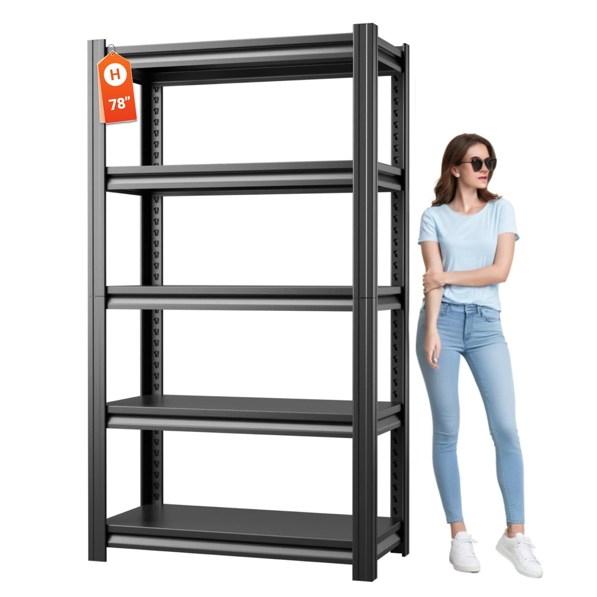 FLEXIMOUNTS Garage Shelving,Garage Shelving Heavy Duty,5 Tier Adjustable Metal Shelving Unit,Garage Storage Shelves 78" H × 47.2" W × 18" D FLEXIMOUNTS