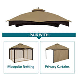 Gazebo Replacement Canopy Top Cover - Wonwon 10X12 Double Tiered Canopy Roof for Lowe's Allen Roth Gazebo Model #GF-12S004BTO/GF-12S004B-1 (Khaki) Wonwon