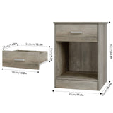 FOTOSOK Nightstand Set of 2, 2-Tier Side Table with Drawer and Storage Shelf, Bedside Table End Table, Modern Night Stand for Bedroom, Home Office,Vintage Grey FOTOSOK