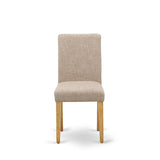 East West Furniture AVAB5-OAK-04 5 Piece Dining Room Table Set Includes an Oval Kitchen Table with Butterfly Leaf and 4 Light Tan Linen Fabric Parson Dining Chairs, 42x60 Inch, Oak East West Furniture