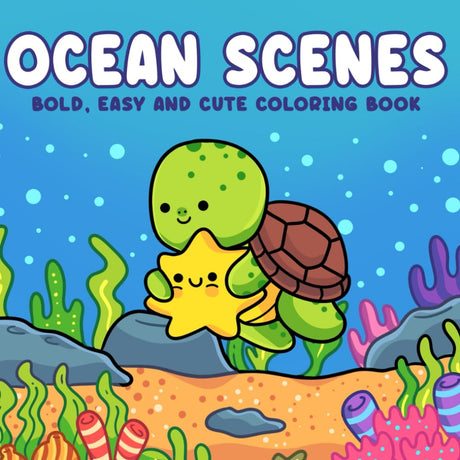 Comfy Cozy Ocean Scenes: Coloring Book for Adults and Teens with Super Cute Sea Creatures with Easy and Simple Designs for Relaxation: Bold & Easy Coloring (Bold, Easy & Cute Coloring Books) WoodArtSupply