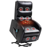 AVAWING Power Lift Recliner Chair for Elderly, PU Leather Electric Inclining Chair with Remote Control, Side Pocket and USB Port for Living Room & Bedroom, Black AVAWING