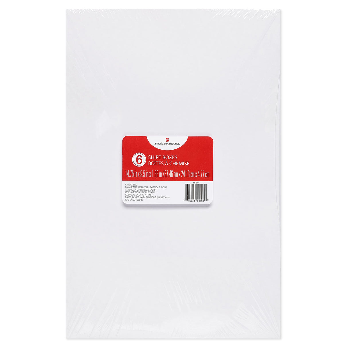 American Greetings White Shirt Boxes with Lids, for Birthdays, Holidays, and All Occasions (6 Boxes, 14.75'' x 9.5'') American Greetings