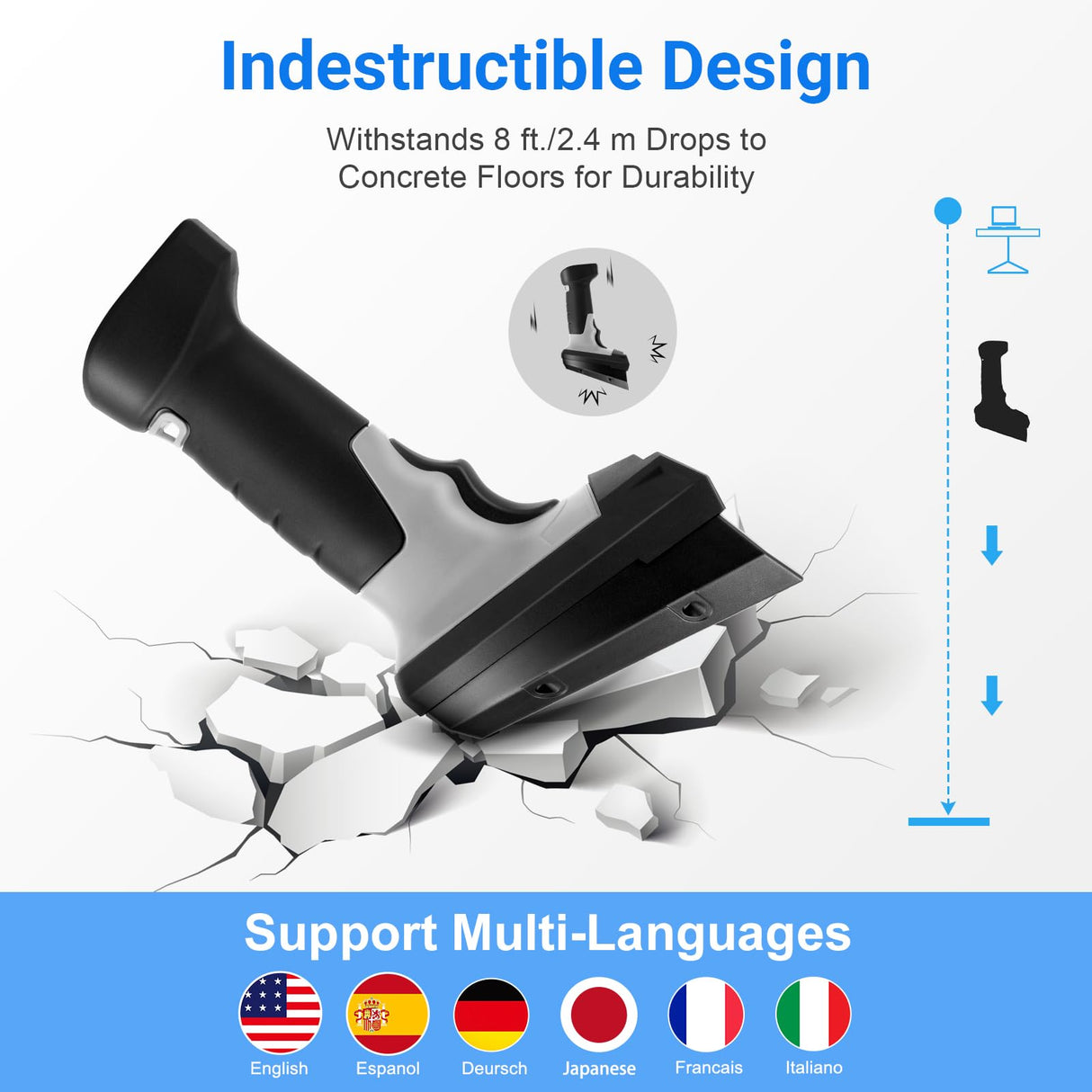 Barcode Scanner Wireless, Onewscan 1D Laser Barcode Reader with Stand 2.4G Wireless & USB Wired Connection 2 in 1 Plug and Play Handheld Bar Code Scaners onewscan