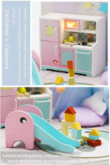 Kisoy Dollhouse Miniature with Furniture Kit, DIY 3D Wooden DIY House Kit A Corner of a Small Apartment Style with Dust Cover & LED,Handmade Tiny House Toys for Kids Adults Gift (Toy Room) Kisoy