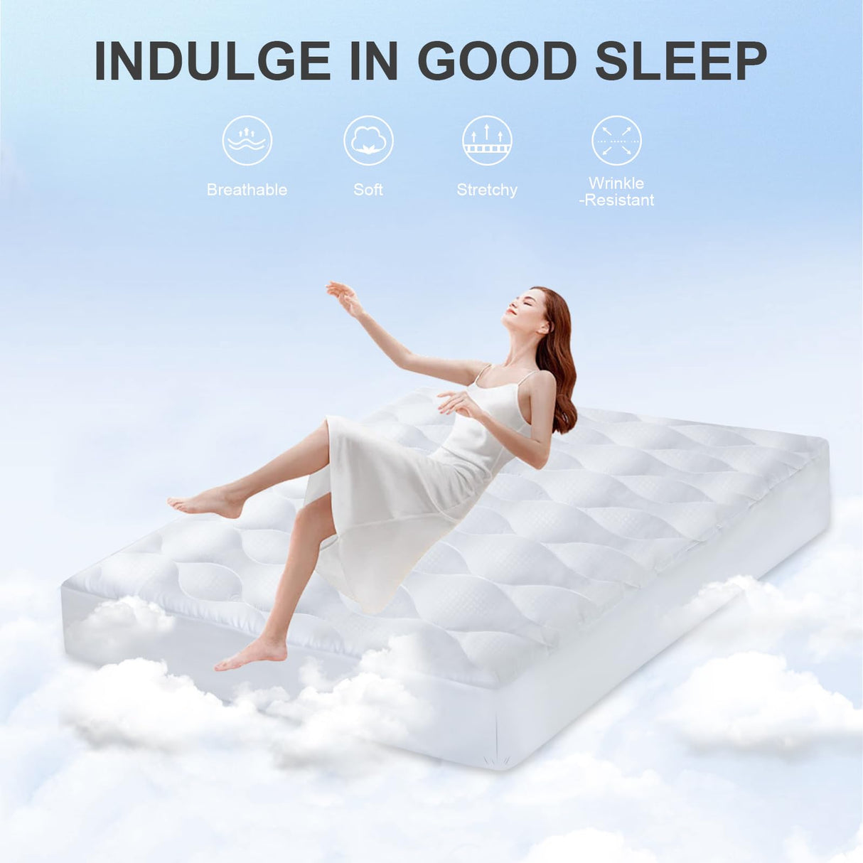 KAYFIA Full Mattress Pad, Quilted &Breathable Mattress Topper Full Size with 3D+7D Snow Down Alternative Fill, Cooling Pillow Top Mattress Cover Protector Stretches up 8-21" Deep Pocket -White Kayfia