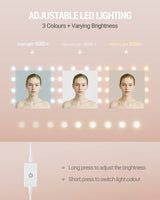 HILINSIE Vanity Desk with Large HD Mirror, Makeup Vanity with Led Lights, Dressing Table with Power Strip, 6 Storage Shelves, 5 Drawers and Side Open Storage, Simple, White HILINSIE