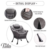 Tiita Lazy Chair with Ottoman, Modern Large Accent Lounge Chair, Leisure Sofa Armchair with Ottoman, Reading Chair with Footrest for Bedroom, Living Room, Dorm Rooms, Garden and Courtyard Tiita
