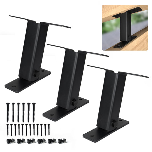 Wqinjk 3PACK Roof Riser Bracket Kit Pergola Roof Riser Beam Brackets Adjustable Pergola Roof Bracket Heavy Duty Stainless Steel 304 Black