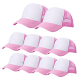 Ankmogela 10 Pack of Blank Trucker Hat Mesh Cap Men and Women Baseball Cap DIY Graffiti Hot Stamping Duck Tongue Cap Pink White Ankmogela